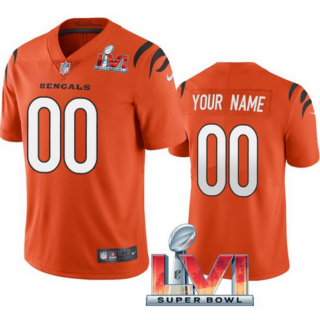 Men's Cincinnati Bengals ACTIVE PLAYER Custom 2022 Orange Super Bowl LVI Vapor Limited Stitched Jersey