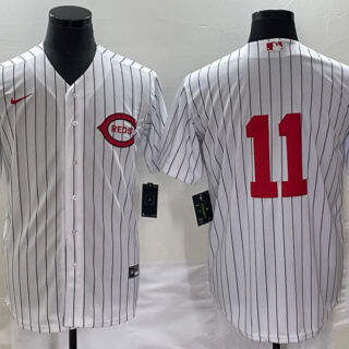 Men's Cincinnati Reds #11 Barry Larkin White Field Of Dreams Stitched Baseball Jersey