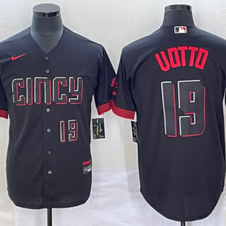 Men's Cincinnati Reds #19 Joey Votto 2023 City Connect Cool Base With Patch Stitched Baseball Jersey