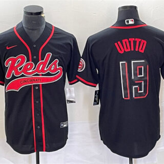 Men's Cincinnati Reds #19 Joey Votto Black Cool Base Stitched Baseball Jersey