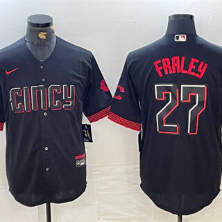Men's Cincinnati Reds #27 Jake Fraley Black 2023 City Connect Cool Base Stitched Baseball Jersey