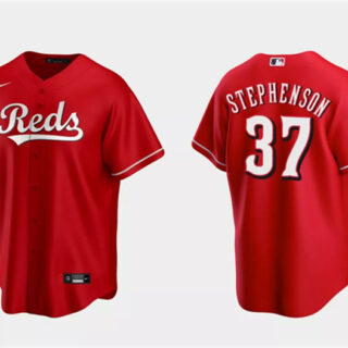 Men's Cincinnati Reds #37 Tyler Stephenson Red Cool Base Stitched Baseball Jersey