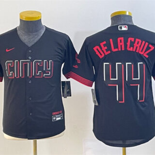 Men's Cincinnati Reds #44 Elly De La Cruz Black 2023 City Connect Stitched Baseball Jersey(Run Small)
