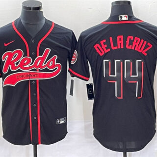 Men's Cincinnati Reds #44 Elly De La Cruz Black Cool Base Stitched Baseball Jersey
