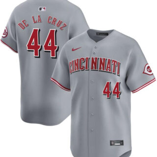 Men's Cincinnati Reds #44 Elly De La Cruz Grey Away Limited Stitched Baseball Jersey