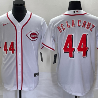 Men's Cincinnati Reds #44 Elly De La Cruz Number White Cool Base Stitched Baseball Jersey1