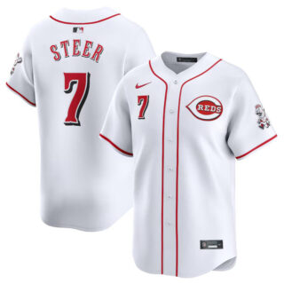 Men's Cincinnati Reds #7 Spencer Steer White Home Limited Stitched Baseball Jersey