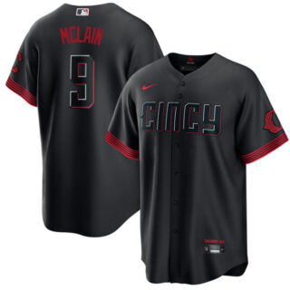 Men's Cincinnati Reds #9 Matt McLain Black 2023 City Connect Cool Base Stitched Baseball Jersey