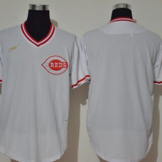 Men's Cincinnati Reds Blank White Throwback Cooperstown Stitched MLB Cool Base Nike Jersey