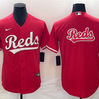 Men's Cincinnati Reds Red Team Big Logo Cool Base Stitched Baseball Jersey