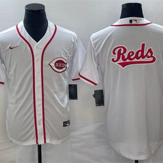 Men's Cincinnati Reds White Team Big Logo Cool Base Stitched Baseball Jersey
