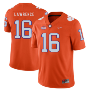 Men's Clemson Tigers #16 Trevor Lawrence Orange Jersey