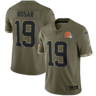 Men's Cleveland Browns #19 Bernie Kosar Olive 2022 Salute To Service Limited Stitched Jersey