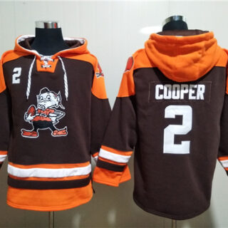 Men's Cleveland Browns #2 Amari Cooper Brown Lace-Up Pullover Hoodie