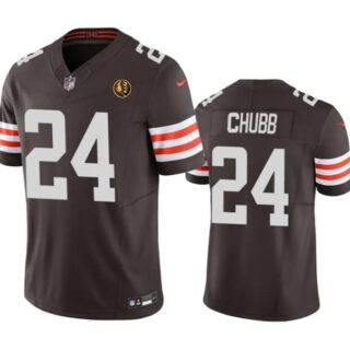 Men's Cleveland Browns #24 Nick Chubb Brown 2023 F.U.S.E. With John Madden Patch Vapor Limited Stitched Football Jersey