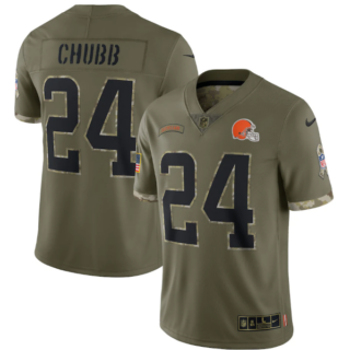 Men's Cleveland Browns #24 Nick Chubb Olive 2022 Salute To Service Limited Stitched Jersey