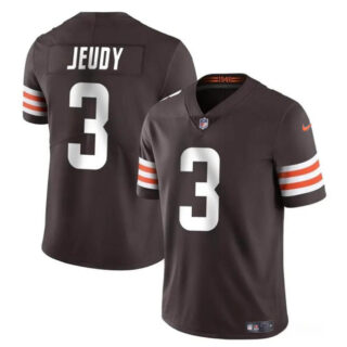 Men's Cleveland Browns #3 Jerry Jeudy Brown Vapor Limited Stitched Football Jersey