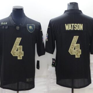 Men's Cleveland Browns #4 Deshaun Watson Black Camo Salute To Service Limited Stitched Jersey