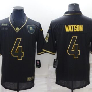 Men's Cleveland Browns #4 Deshaun Watson Black Gold Salute To Service Limited Stitched Jersey