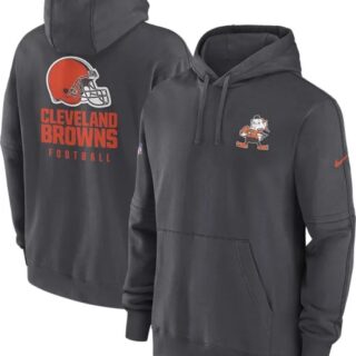 Men's Cleveland Browns Charcoal Sideline Club Fleece Long Sleeve Hoodie