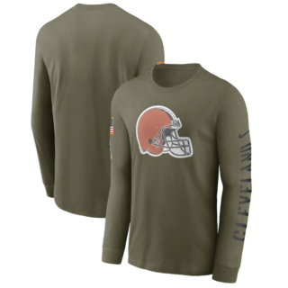 Men's Cleveland Browns Olive 2022 Salute To Service Long Sleeve T-Shirt