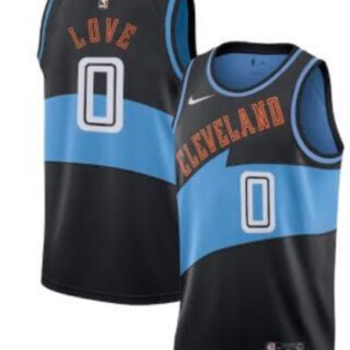 Men's Cleveland Cavaliers #0 Kevin Love Black Blue Stitched Basketball Jersey