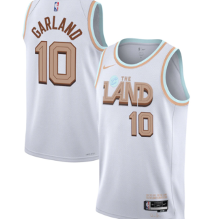 Men's Cleveland Cavaliers #10 Darius Garland 2022 2023 White City Edition Stitched Basketball Jersey