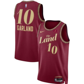 Men's Cleveland Cavaliers #10 Darius Garland Wine 2023 24 City Edition Stitched Jersey