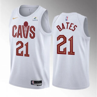 Men's Cleveland Cavaliers #21 Emoni Bates White 2023 Draft Association Edition Stitched Jersey
