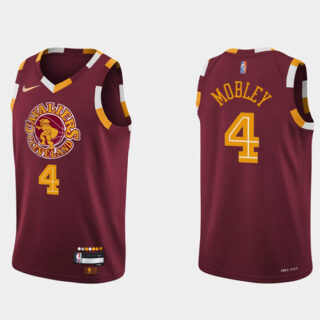Men's Cleveland Cavaliers #4 Evan Mobley Wine Red 2021 2022 75th Anniversary City Edition Swingman Stitched Jersey