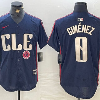 Men's Cleveland Guardians #0 Andrés Giménez Navy 2024 City Connect Limited Stitched Jerseys