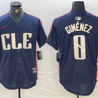 Men's Cleveland Guardians #0 Andrés Giménez Navy 2024 City Connect Limited Stitched jerseys