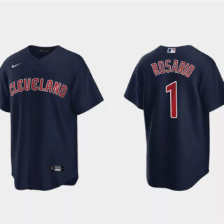 Men's Cleveland Guardians #1 Amed Rosario Navy Cool Base Stitched Jersey