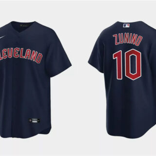 Men's Cleveland Guardians #10 Mike Zunino Navy Cool Base Stitched Jersey