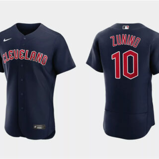 Men's Cleveland Guardians #10 Mike Zunino Navy Flex Base Stitched Jersey