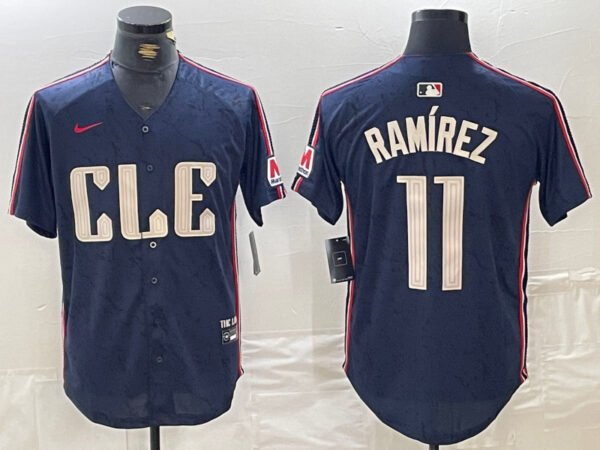 Men's Cleveland Guardians #11 José Ramírez Navy 2024 City Connect Limited Stitched Baseball Jerseys