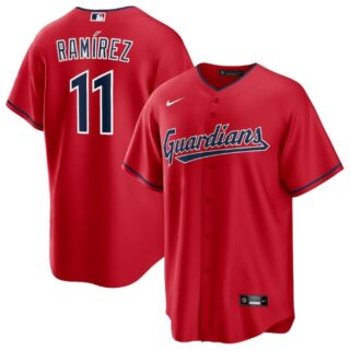 Men's Cleveland Guardians #11 José Ramírez Red Cool Base Stitched Baseball Jersey