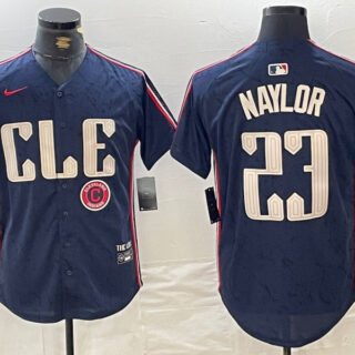 Men's Cleveland Guardians #23 Bo Naylor Navy 2024 City Connect Limited Stitched Jerseys