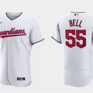 Men's Cleveland Guardians #55 Josh Bell White Flex Base Stitched Jersey