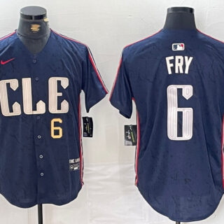 Men's Cleveland Guardians #6 David Fry Navy 2024 City Connect Limited Stitched Baseball Jerseys