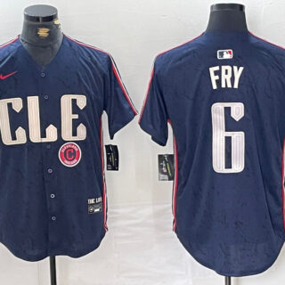 Men's Cleveland Guardians #6 David Fry Navy 2024 City Connect Limited Stitched Baseball Jerseys