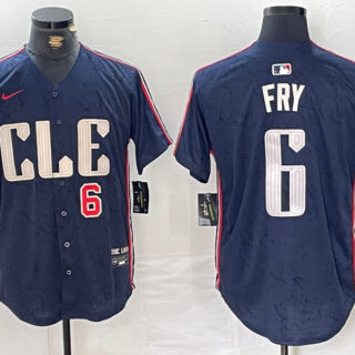 Men's Cleveland Guardians #6 David Fry Navy 2024 City Connect Limited Stitched Baseball Jerseys