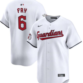 Men's Cleveland Guardians #6 David Fry White Cool Base Stitched Baseball Jersey
