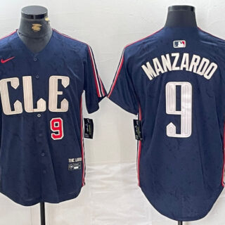 Men's Cleveland Guardians #9 Kyle Manzardo Navy 2024 City Connect Limited Stitched Baseball Jerseys