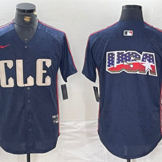 Men's Cleveland Guardians Team Big Logo Navy 2024 City Connect Limited Stitched Baseball Jerseys