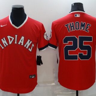 Men's Cleveland Indians #25 Jim Thome Red Stitched Baseball Jersey
