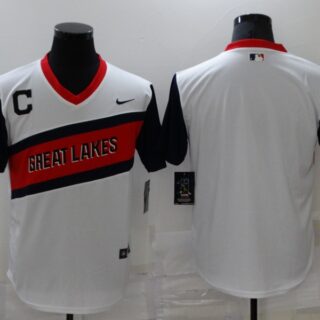 Men's Cleveland Indians Blank White 2021 Little League Classic Stitched Nike Jersey