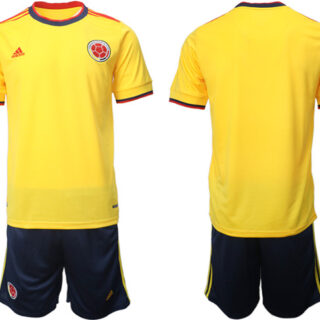 Men's Colombia Blank Yellow Home Soccer Jersey Suit