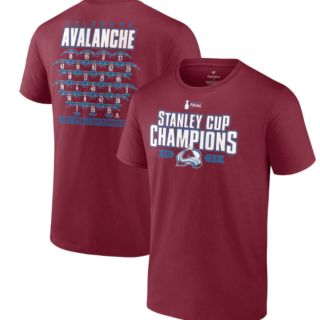 Men's Colorado Avalanche Burgundy 2022 Stanley Cup Champions Jersey Roster T-Shirt