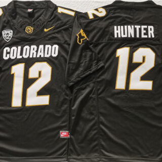 Men's Colorado Buffaloes #12 Travis Hunter Black With PAC-12 Patch Stitched Football Jersey